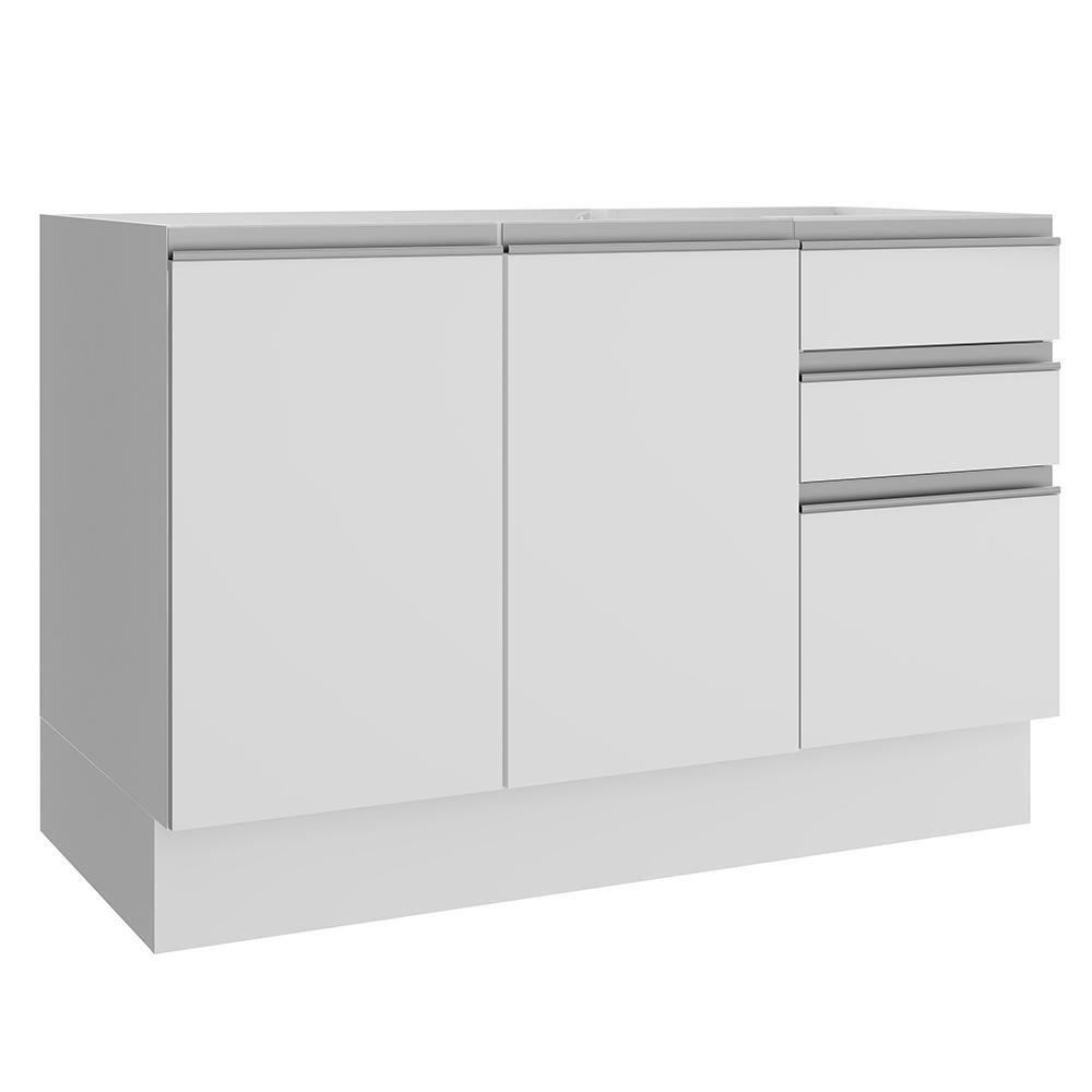 Image of Balcão Gabinete de Pia Madesa Glamy 120 cm 2 Portas e 3 Gavetas - Branco 